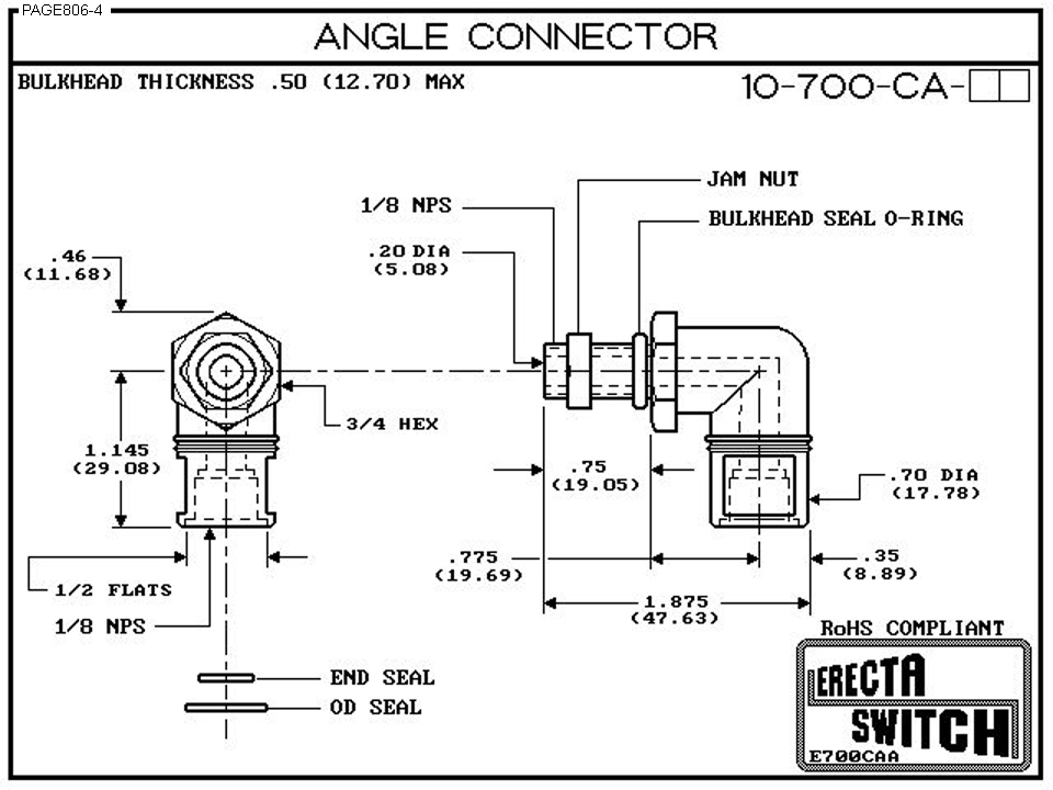 ERECTA SWITCH Plastic Fittings — Angle Connectors, Bulkhead Fittings, Strain Relief