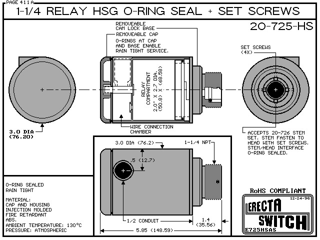 20-725-HS 1-1/4 Relay Hsg O-Ring Seal + Set Screws — Catalog Drawing Page 411A