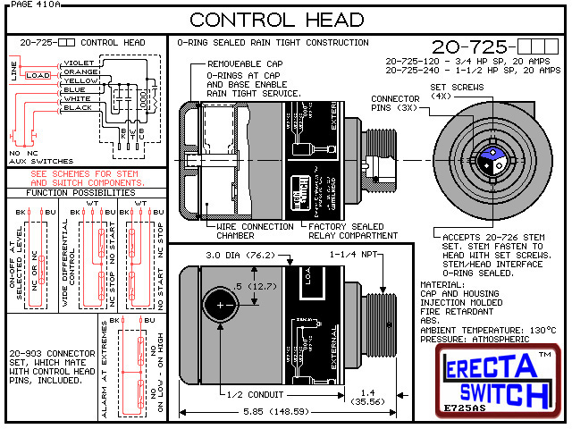 20-725 Control Head — Catalog Drawing Page 410A