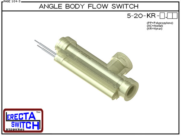 5-20-KR Angle Body Flow Switch — Kynar PVDF