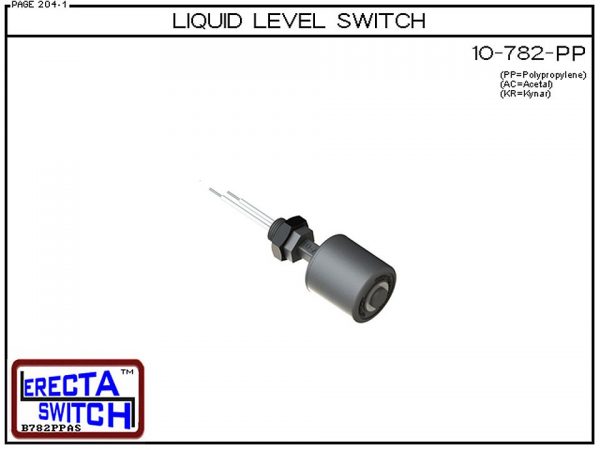 10-782-PP Level Switch is the most versatile level switch in the world. Much more than a stand alone liquid level switch, it is the key liquid level switching element in all level switch sets extended level switch sets, and multi level switch sets in the