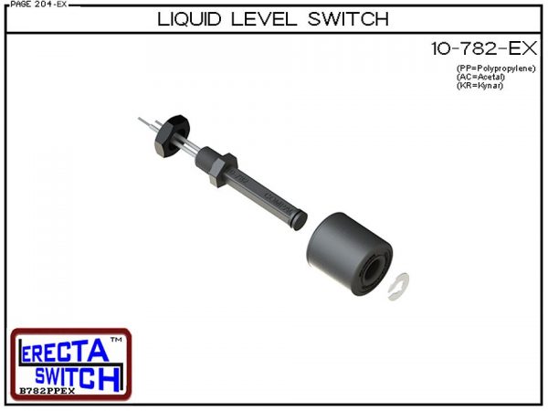 Exploded View - 10-782-PP Level Switch is the most versatile level switch in the world. Much more than a stand alone liquid level switch, it is the key liquid level switching element in all level switch sets extended level switch sets, and multi level swi
