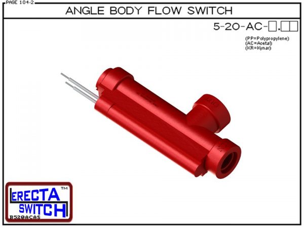 Flow switch - ERECTA SWITCH 5-20-AC-X.XX Angle Body flow sensor - Acetal