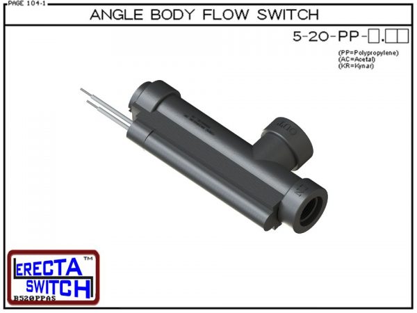 Flow switch - ERECTA SWITCH 5-20-PP-X.XX angle body flow sensor - Polypropylene