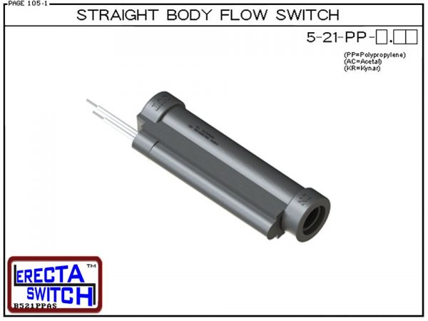 Flow Switch - ERECTA SWITCH 5-21-PP-X.XX Straight Body flow sensor - Polypropylene