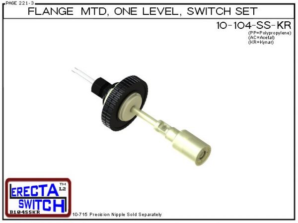 10-104-SS-KR Flange Vertical Mounted One Level Shielded Level Switch Set (PVDF Kynar)-0