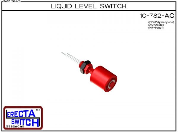 10-782-AC Level Switch is the most versatile level switch in the world. Much more than a stand alone liquid level switch, it is the key liquid level switching element in all level switch sets extended level switch sets, and multi level switch sets in the