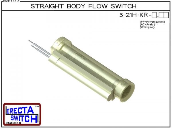Flow Switch - ERECTA SWITCH 5-21H-KR-X.XX High Flow Straight Body flow sensor - Kynar