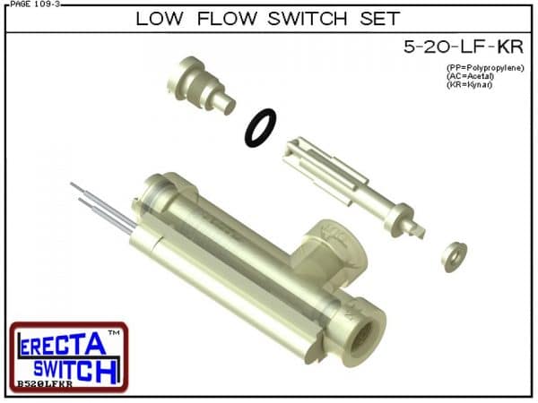 Flow Switch - ERECTA SWITCH 5-20-LF-KR Ultra Low flow sensor Set - Kynar