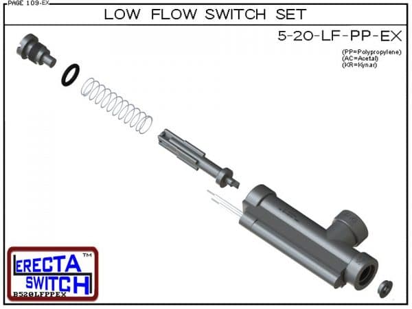 Flow Switch - ERECTA SWITCH 5-20-LF-KR Ultra Low flow sensor Set - Kynar - Exploded View