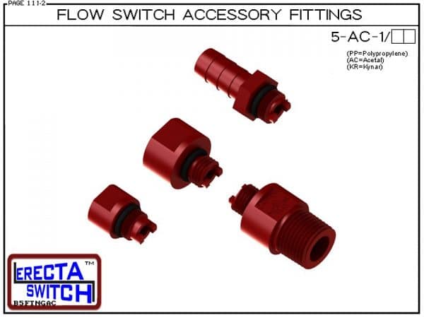 5-AC Flow Switch / Flow Sensor / Flow indicator Accessory Fittings - Acetal
