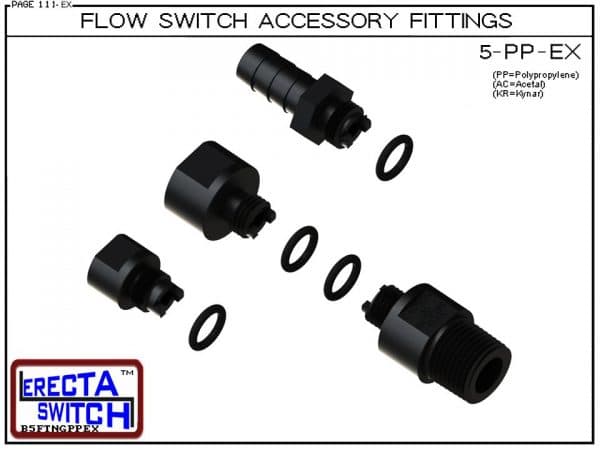 5-AC Flow Switch / Flow Sensor / Flow indicator Accessory Fittings - Exploded View