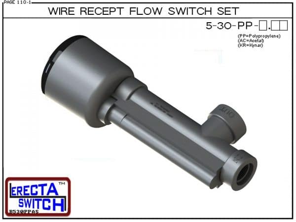 Flow Switch - ERECTA SWITCH 5-30-PP-X.XX Angle Body Receptacle Flow Sensor -Polypropylene