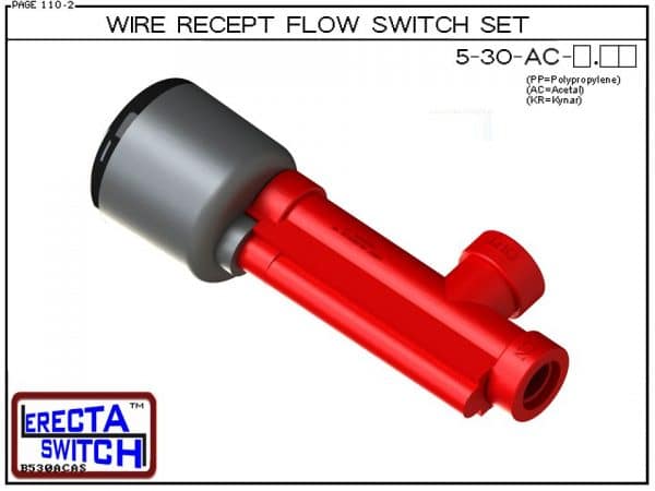 Flow Switch - ERECTA SWITCH 5-30-AC-X.XX Angle Body Receptacle Flow Sensor -Acetal