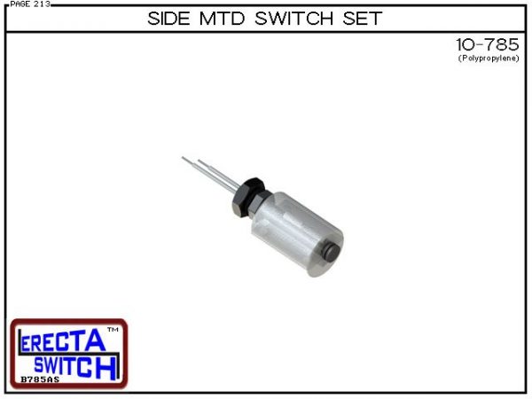 10-785-BLK Side Mounted Level Switch Set - A unicellular split float converts the 10-782-PP OEM level switch to one of the most economical side mounted level switch in the world.Polypropylene liquid level switch version is suitable for water, soaps , ligh