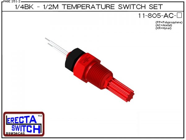 11-805-AC 1/4 Bulkhead - 1/2 Male NPT Temperature Switch Set (Acetal) - OEM 10 Pack -0
