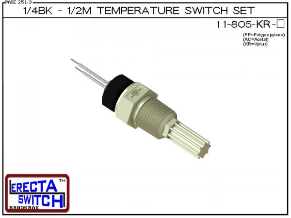 11-805-KR 1/4 Bulkhead - 1/2 Male NPT Temperature Switch Set (PVDF Kynar) - OEM 10 Pack -0