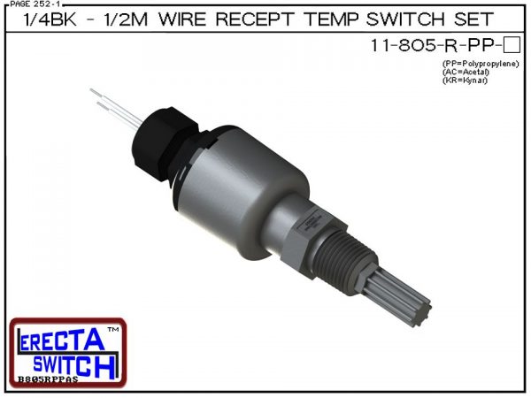 11-805-R-PP 1/4 Bulkhead - 1/2 Male NPT Wire Receptable Temperature Switch Set (Polypropylene) - OEM 10 Pack -0