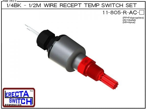 11-805-R-AC 1/4 Bulkhead - 1/2 Male NPT Wire Receptable Temperature Switch Set (Acetal) - OEM 10 Pack -0