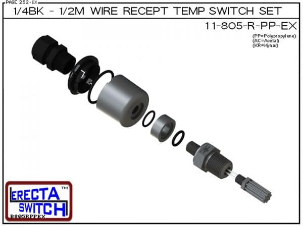 11-805-R-AC 1/4 Bulkhead - 1/2 Male NPT Wire Receptable Temperature Switch Set (Acetal) - OEM 10 Pack -5449