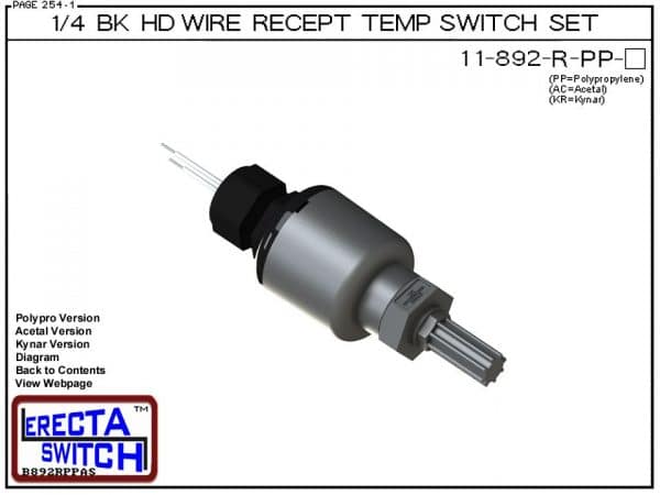 11-892-R-PP Bimetal 1/4 Bulkhead Wire Receptacle Temperature Switch Set (Polypropylene) - OEM 10 Pack -0