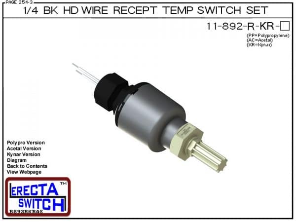 11-892-R-KR Bimetal 1/4 Bulkhead Wire Receptacle Temperature Switch Set (PVDF Kynar) - OEM 10 Pack -0