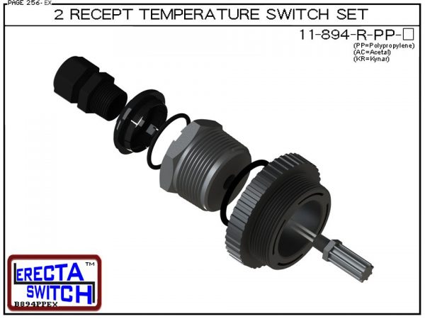 11-894-R-KR Bimetal 2" NPT Wire Receptacle Temperature Switch Set (PVDF Kynar) - OEM 10 Pack -5603