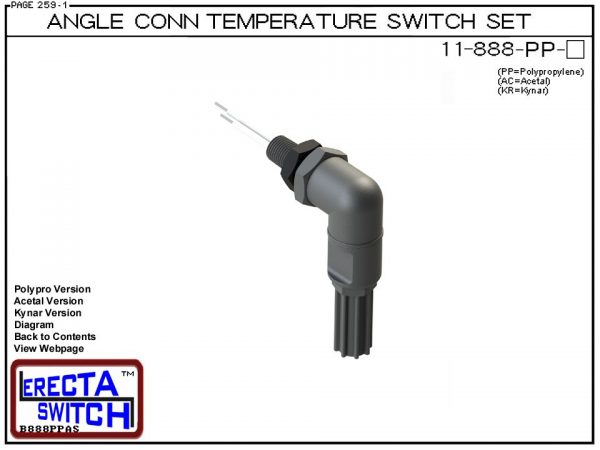 11-888-PP Bimetal Angle Connector Mounted Temperature Switch Set (Polypropylene) - OEM 10 Pack -0