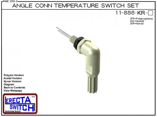 11-888-KR Bimetal Angle Connector Mounted Temperature Switch Set (PVDF Kynar) - OEM 10 Pack -0