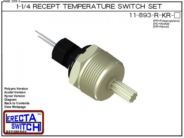 11-893-R-KR Bimetal 1-1/4 Wire Receptacle Temperature Switch Set (PVDF Kynar)-0