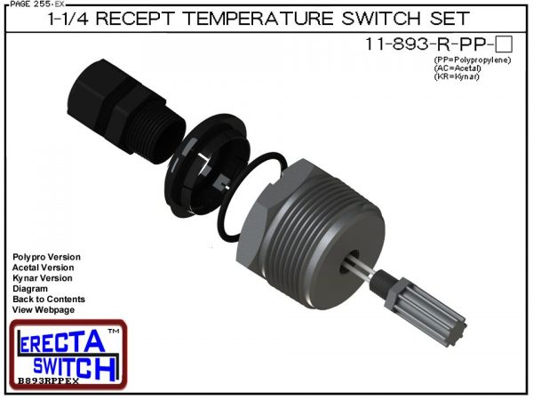 11-893-R-KR Bimetal 1-1/4 Wire Receptacle Temperature Switch Set (PVDF Kynar)-5564