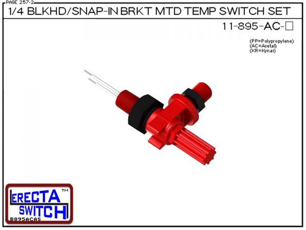 11-895-AC Bimetal 1/4 Bulkhead / Snap-In Bracket Mounted Temperature Switch Set (Acetal) - OEM 10 Pack -0