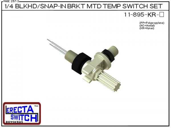 11-895-KR Bimetal 1/4 Bulkhead / Snap-In Bracket Mounted Temperature Switch Set (PVDF Kynar) - OEM 10 Pack -0