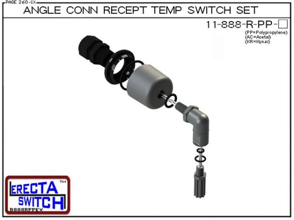11-888-R-KR Bimetal Angle Connector Mounted Wiring Receptacle Temperature Switch Set (PVDF Kynar) - OEM 10 Pack -5680