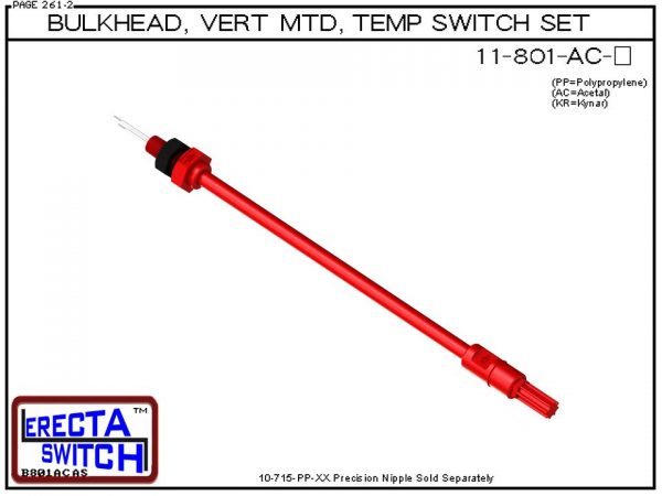 11-801-AC 1/4 Bulkhead Mounted Temperature Probe / Bimetal Temperature Switch Set (Acetal) - OEM 10 Pack -0