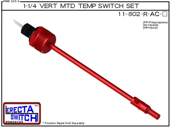11-802-R-AC 1-1/4 Mounted Wire Receptacle Temperature Probe / Bimetal Temperature Switch Set (Acetal)-0