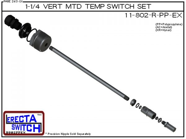 11-802-R-AC 1-1/4 Mounted Wire Receptacle Temperature Probe / Bimetal Temperature Switch Set (Acetal)-5845