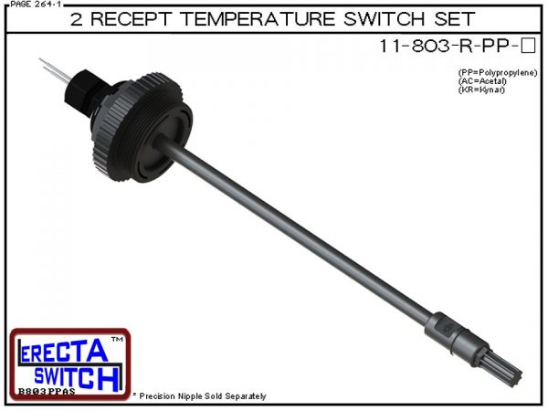 11-803-R-PP 2" NPT Wire Receptacle Temperature Probe / Bimetal Temperature Switch Set (Polypropylene)-0