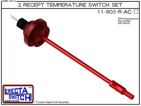 11-803-R-AC 2" NPT Wire Receptacle Temperature Probe / Bimetal Temperature Switch Set (Acetal) - OEM 10 Pack -0