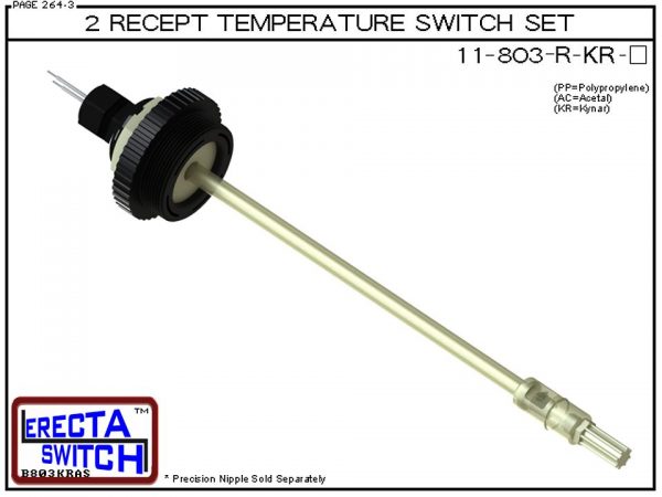 11-803-R-KR 2" NPT Wire Receptacle Temperature Probe / Bimetal Temperature Switch Set (PVDF Kynar) - OEM 10 Pack -0