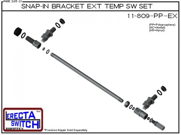 11-809-KR Snap-In Bracket Temperature Probe / Bimetal Temperature Switch Set (PVDF Kynar) - OEM 10 Pack -5978