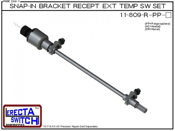 11-809-R-PP Snap-In Bracket Mounted Wiring Receptacle Temperature Probe / Bimetal Temperature Switch Set (Polypropylene)-0