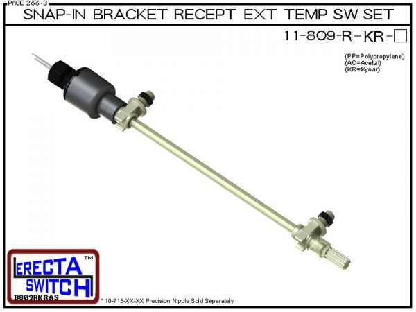 11-809-R-KR Snap-In Bracket Mounted Wiring Receptacle Temperature Probe / Bimetal Temperature Switch Set (PVDF Kynar) - OEM 10 Pack -0