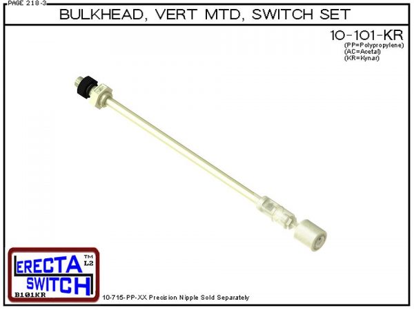 10-101-KR 1/4" NPT Bulk Head Vertical Mounted Level Switch Set (PVDF Kynar)-0
