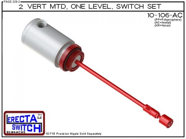 10-106-AC 2" NPT Relay Housing 1 Level Extended Stem Level Switch Set (Acetal) - OEM 10 Pack -0