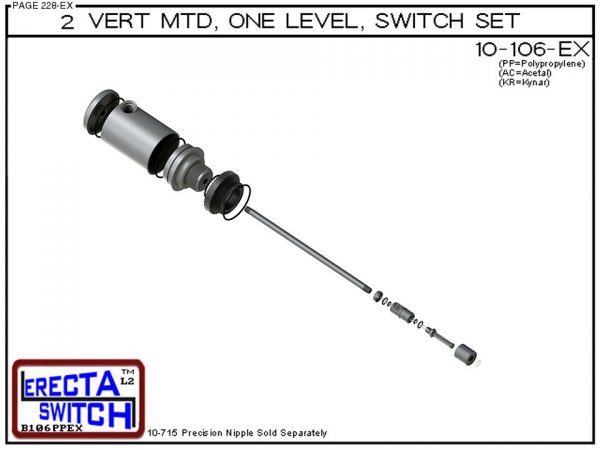 10-106-AC 2" NPT Relay Housing 1 Level Extended Stem Level Switch Set (Acetal) - OEM 10 Pack -6260