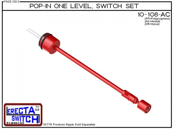 10-108-AC Pop-In Mount 1 Level Float Switch Set (Acetal) - OEM 10 Pack -0