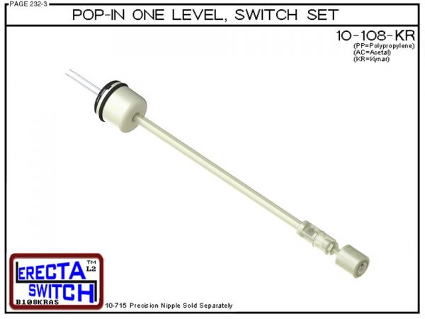 10-108-KR Pop-In Mount 1 Level Float Switch Set (PVDF Kynar)-0