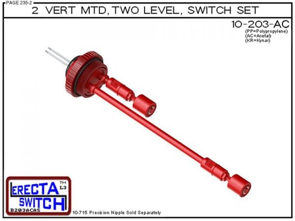10-203-AC 2" NPT Two Level Float Switch Set (Acetal)-0