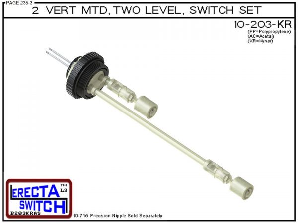 10-203-KR 2" NPT Two Level Float Switch Set (PVDF Kynar)-0